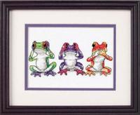 16758 Набор для вышивания крестом DIMENSIONS Tree Frog Trio "Трио лягушек"