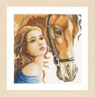 фото PN-0158324 Набір для вишивки хрестом LanArte Woman and Horse "Жінка та кінь"