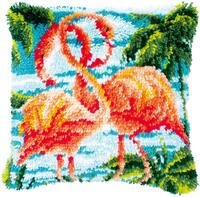 PN-0186006 Набор для вышивания подушки (ковроткачество) Vervaco Flamingos "Фламинго"