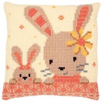 PN-0187190 Sweet bunnies, 40х40, подушка несчетный крест Милые кролики Vervaco