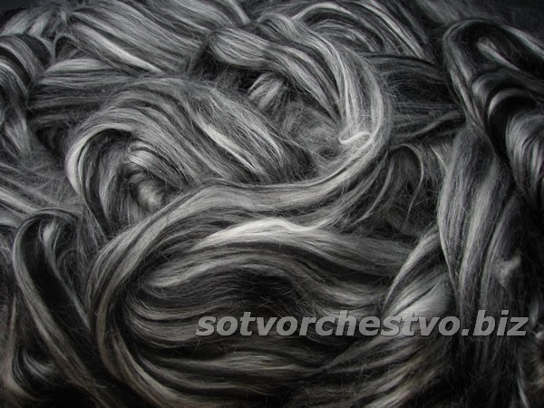 Black Alpaca-Extra Bleached Tussah Silk B8 | интернет магазин Сотворчество