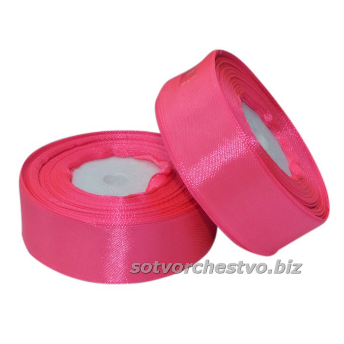 Ленты атласные 25 мм-катушка 14 розовый неон | интернет магазин Сотворчество