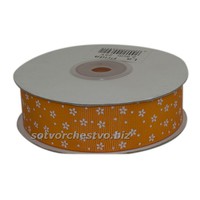 Репсовая лента цветочки оранжевая метраж | интернет магазин Сотворчество