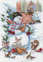 08801 Набор для вышивания крестом DIMENSIONS Snowman and Friends "Снеговик и друзья"