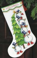 08820 Набор для вышивания крестом DIMENSIONS Trimming the Tree. Stocking "Снеговик и елка. Чулок"