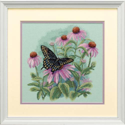 35249 Набор для вышивания крестом DIMENSIONS Butterfly &amp; Daisies "Бабочка и ромашки"