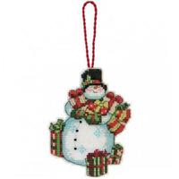 фото 70-08896 Набір для вишивання хрестом DIMENSIONS Snowman Christmas Ornament "Різдвяна прикраса Сніговик"