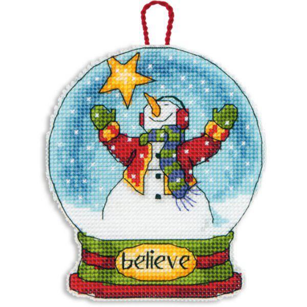 70-08904 Набор для вышивания крестом DIMENSIONS Believe Snowglobe Christmas Ornament "Рождественское украшение - Снежный шар Вера"