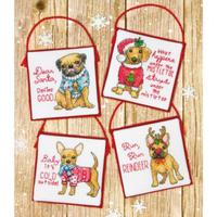 70-08972 Набор для вышивания крестом DIMENSIONS Christmas Pups. Ornaments "Рождественские щенки"