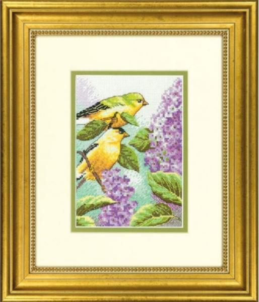 70-65153 Набор для вышивания крестом DIMENSIONS Goldfinch And Lilacs "Птицы и сирень"