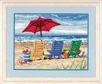 72-120022 Набор для вышивания (гобелен) DIMENSIONS Beach Chair Trio "Трио пляжных кресел"