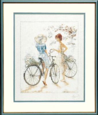 PN-0007949 Набор для вышивки крестом LanArte Girls on Bicycle "Девушки на велосипедах"