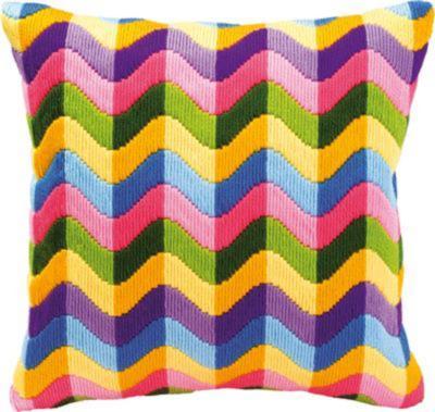 PN-0010866 Набор для вышивания гладью (подушка) Vervaco Colourful Waves "Цветные волны"
