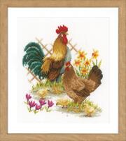 PN-0156469 Набор для вышивки крестом Vervaco Chicken family "Куриная семья"