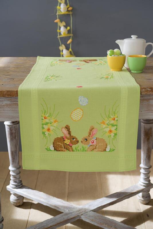 PN-0156711 Набор для вышивания крестом (дорожка на стол) Vervaco Easter Bunnies "Пасхальные зайцы"