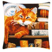 PN-0163873 Набор для вышивания крестом (подушка) Vervaco Cat and Books "Кот и книги"