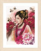 PN-0170199 Набор для вышивки крестом LanArte Asian lady in pink "Азиатская девушка в розовом"