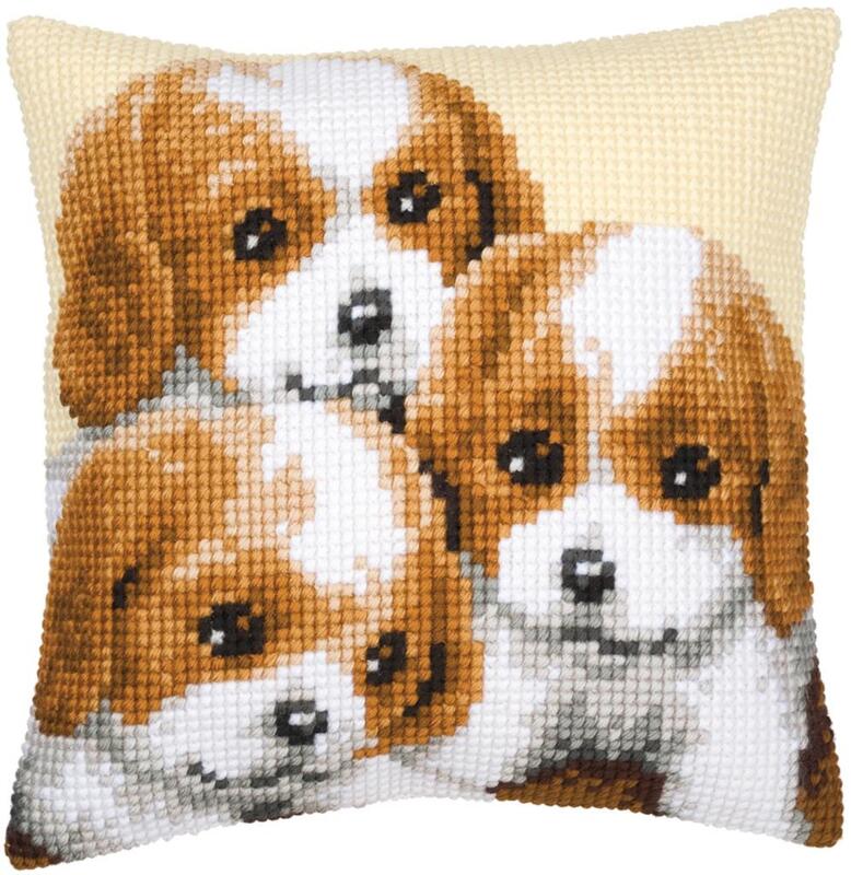 PN-0008507 Набор для вышивания крестом (подушка) Vervaco 3 Puppies "3 Щенка"