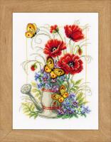 PN-0021583 Набор для вышивания Vervaco Watering Can with Flowers, 19х25, аида 14, счетный крест.