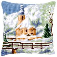 PN-0021806 Набор для вышивания крестом (подушка) Vervaco Church in the snow "Церковь в снегу"