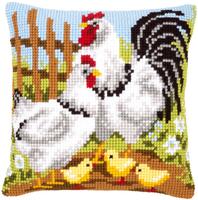 PN-0146209 Набор для вышивания крестом (подушка) Vervaco Chicken family on a farm "Куриная семья на ферме"