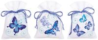 PN-0146430 Набор для вышивания крестом (мешочек) Vervaco Blue Butterflies Bags, 3 по 8х12, аида 18.
