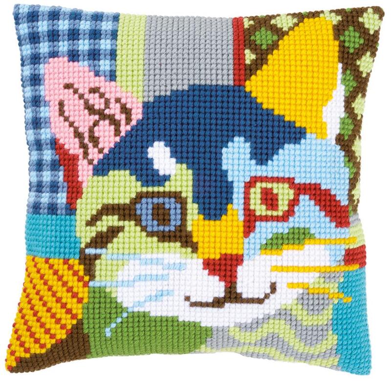 PN-0156115 Набор для вышивания крестом (подушка) Vervaco Modern cat " Современный кот"