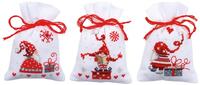 PN-0165994 Набор для вышивания крестом (мешочек) Vervaco Christmas gnomes, 3 по 8х12, аида 18.