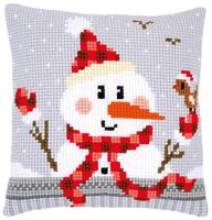 PN-0168751 Набор для вышивания крестом (подушка) Vervaco Snowman "Снеговик" 