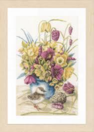 PN-0169671 Набор для вышивки крестом LanArte Flowers and Lapwing Цветы и Чибис