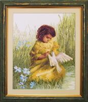 Набор для вышивки крестиком Чарівна Мить №484 "Девочка с голубем"  