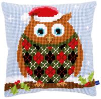 PN-0154717 Набор для вышивания несчётный крест (подушка) 40х40, Christmas Jumper Owl Vervaco