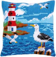 PN-0158364 Набор для вышивания несчётный крест (подушка) 40х40, Lighthouse and seagulls Vervaco