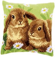 фото pn-0162709 набор для вышивания несчётный крест (подушка) two rabbits два кролика vervaco