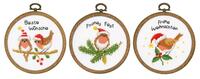 PN-0182761 Набор для вышивания крестом Vervaco, Christmas birds 3 по 10х10, аида 18