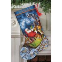 фото 70-08923 набор для вышивания крестом dimensions santa's flight. stocking "полет санты. чулок"