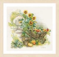 фото PN-0007988 Набір для вишивки хрестом LanArte Wheelbarrow &amp; sunflowers "Соняшники та віз"