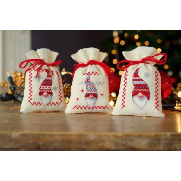 PN-0155951 Набор для вышивания крестом (мешочки для саше) Vervaco Christmas gnomes "Рождественские гномы" 