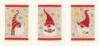 PN-0184428 Набор для вышивания крестом Vervaco, Christmas gnomes 3 по 10,5х15, аида 18