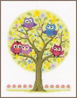 PN-0146618 Набор для вышивки крестом Vervaco Little owls tree "Маленькое дерево совы"