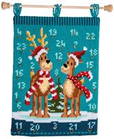 PN-0147503 Набор для вышивания крестом (календарь-панно) Vervaco Elk with scarves "Лоси с шарфами"
