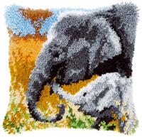 PN-0147955 Набор для вышивания подушки (ковроткачество) Vervaco Elephant Baby &amp; His Mother "Слонёнок с мамой"