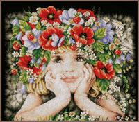 фото pn-0156698 набор для вышивки крестом lanarte girl with flowers "девушка с цветами"