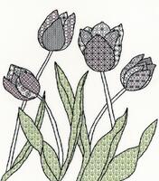 фото XBW8 Набір для вишивання хрестом Blackwork Tulips "Тюльпани" Bothy Threads