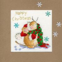 XMAS18 Набор для вышивания крестом (рождественская открытка) Counting Snowflakes " Подсчет снежинок" Bothy Threads
