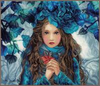 PN-0188640 Набор для вышивки крестом LanArte Blue Flowers Girl "Девушка с голубыми цветами"